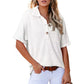 🌈New Product -✨2025 New Women's Waffle Knit Short Sleeve Tunic Henley Shirts