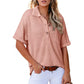 🌈New Product -✨2025 New Women's Waffle Knit Short Sleeve Tunic Henley Shirts