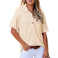 🌈New Product -✨2025 New Women's Waffle Knit Short Sleeve Tunic Henley Shirts